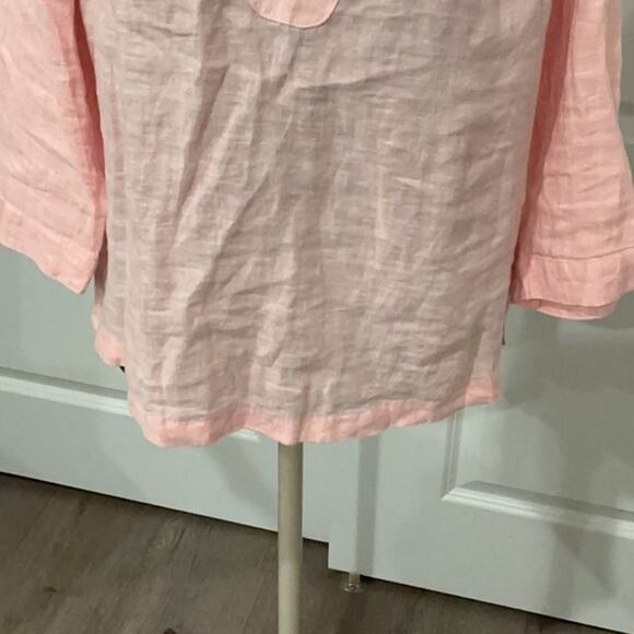 Sigrid Olsen Beachy Lagenlook Peach Pink 100% Linen Shirt Top Size Medium - Picture 4 of 9
